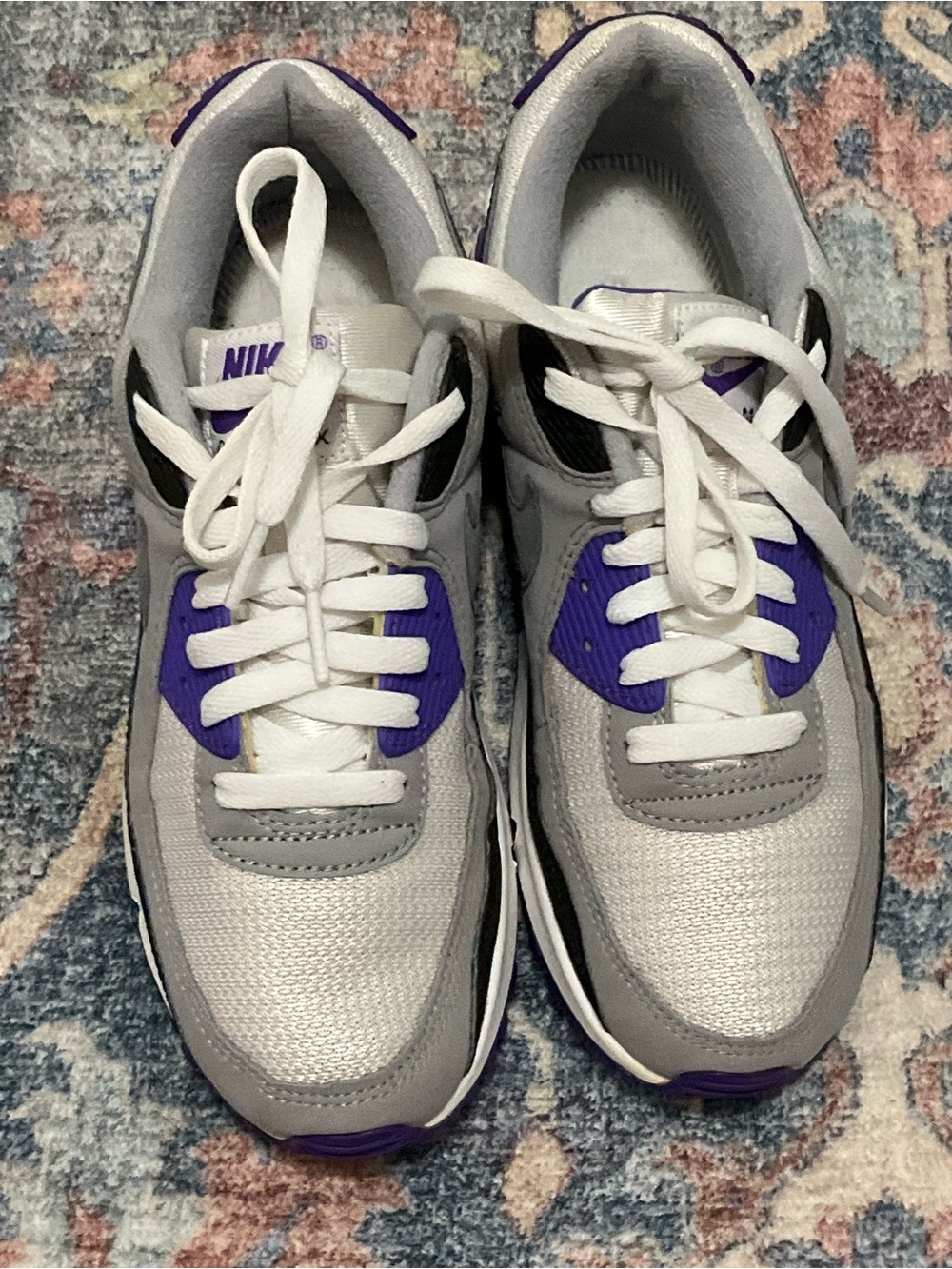 Nike Air Max White, Gray & Purple Low-Top Sneakers